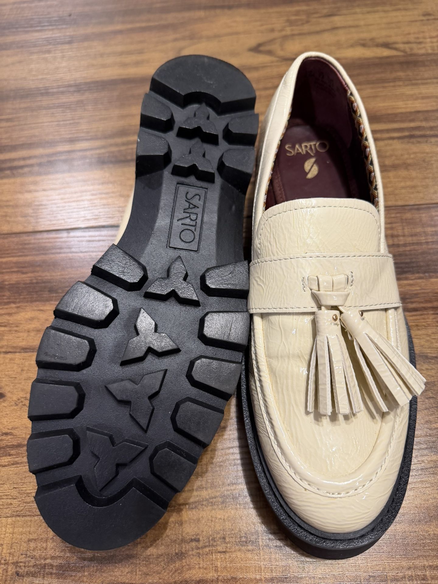 Leather loafers, SARTO Tassel Loafers White - Women’s 8.5 - photo 5
