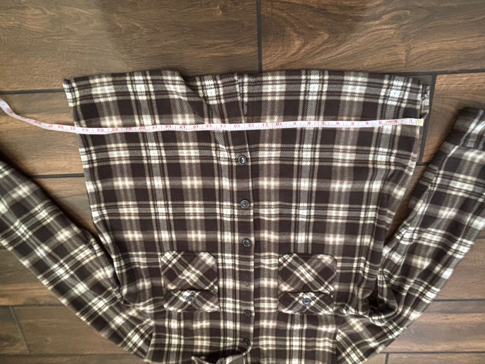 brown and black plaid button-up flannel shirt-jacket - photo 3