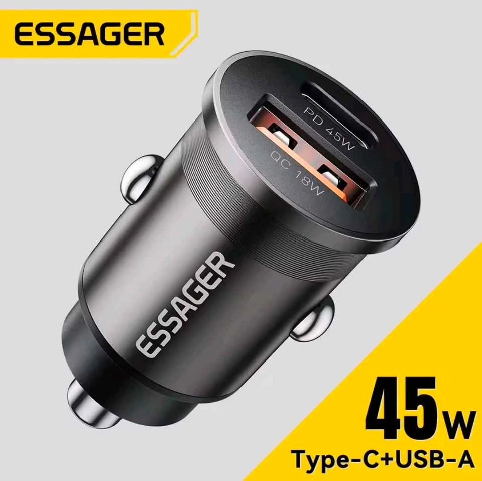 Essager 45W Mini Car Charger USB-A & Type-C - photo 2
