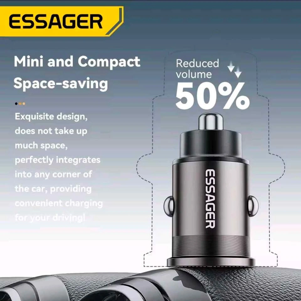 Essager 45W Mini Car Charger USB-A & Type-C - photo 4