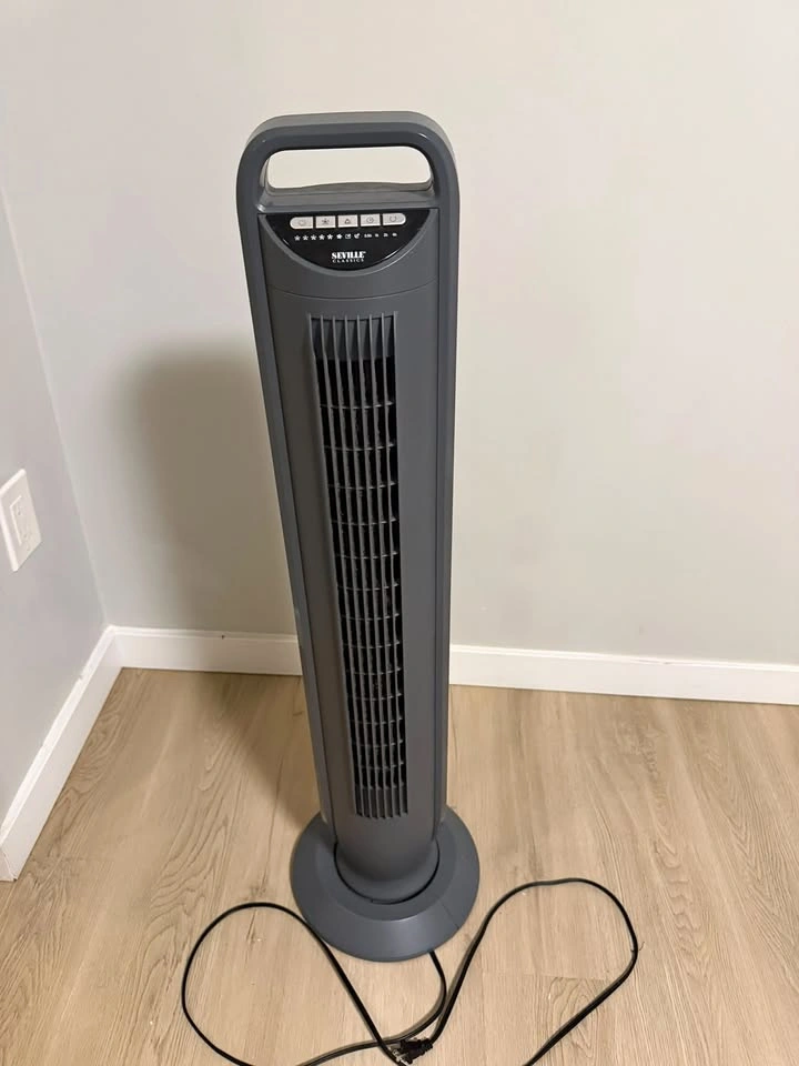 Seville Classics Tower Fan – Oscillating, Timer, Carry Handle