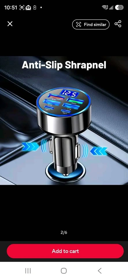 6-Port USB & Type-C Car Charger with LED Voltage Display - photo 2
