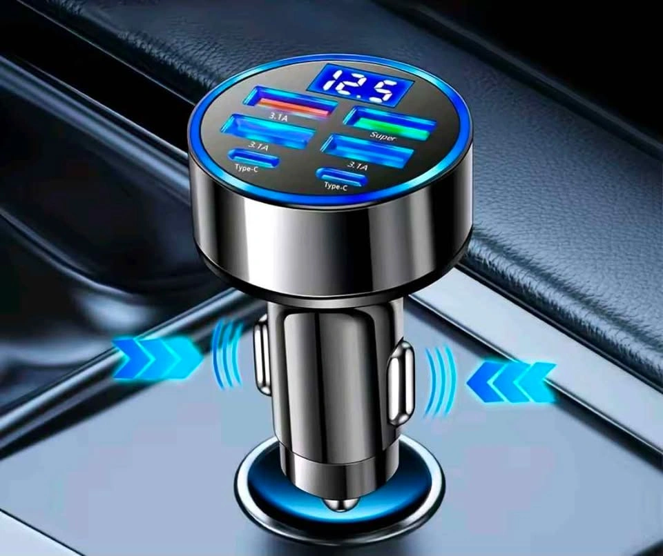 6-Port USB & Type-C Car Charger with LED Voltage Display - photo 3