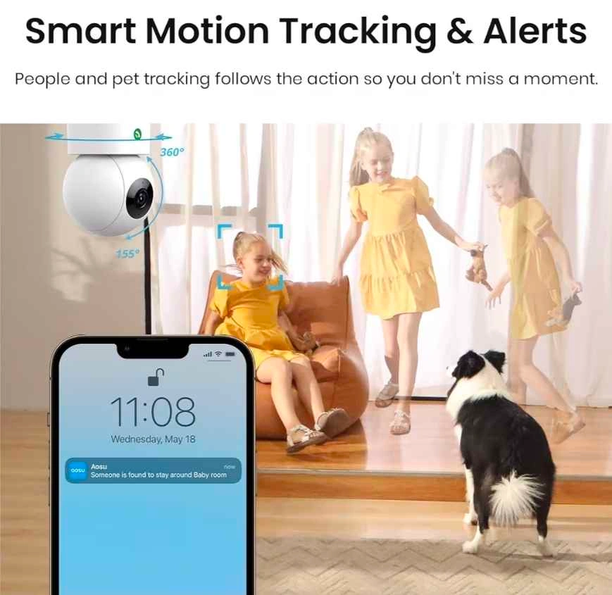AOSU 4MP Indoor Security Camera, 2.5K Baby Monitor - photo 4