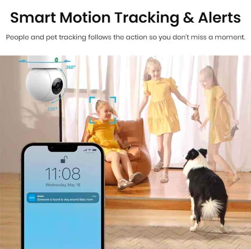 AOSU 4MP Indoor Security Camera, 2.5K Baby Monitor - photo 5