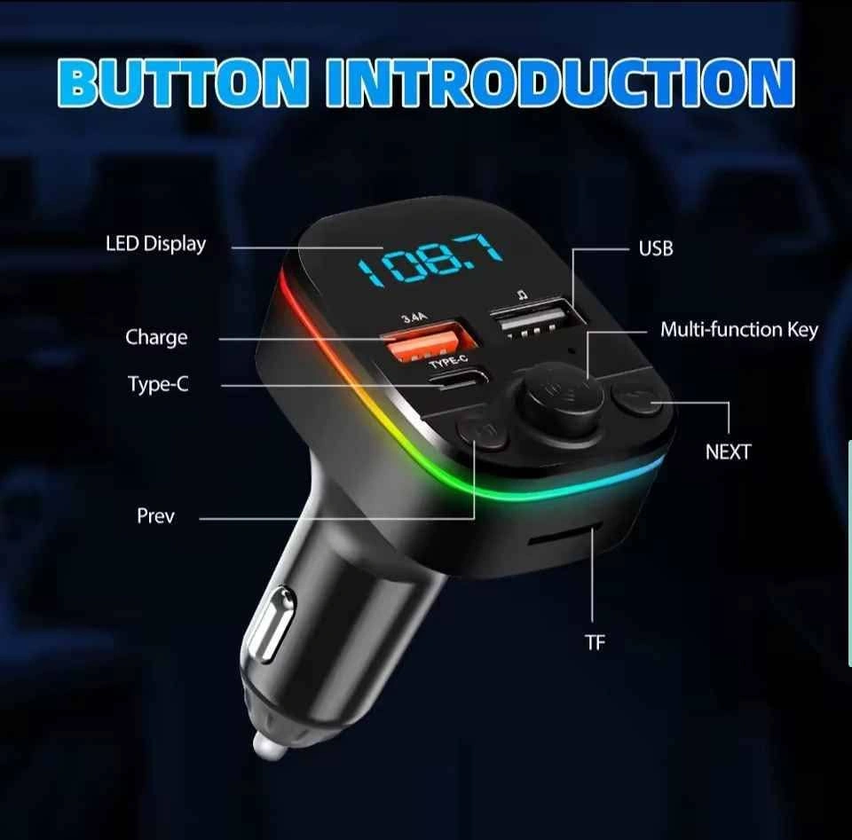 Car Charger FM Transmitter Bluetooth 5.0 PD Type-C Dual USB - photo 3