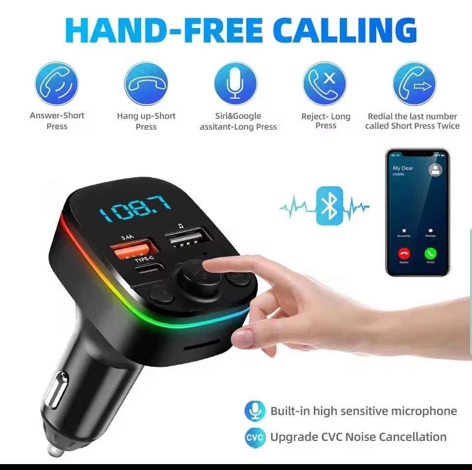 Car Charger FM Transmitter Bluetooth 5.0 PD Type-C Dual USB - photo 4