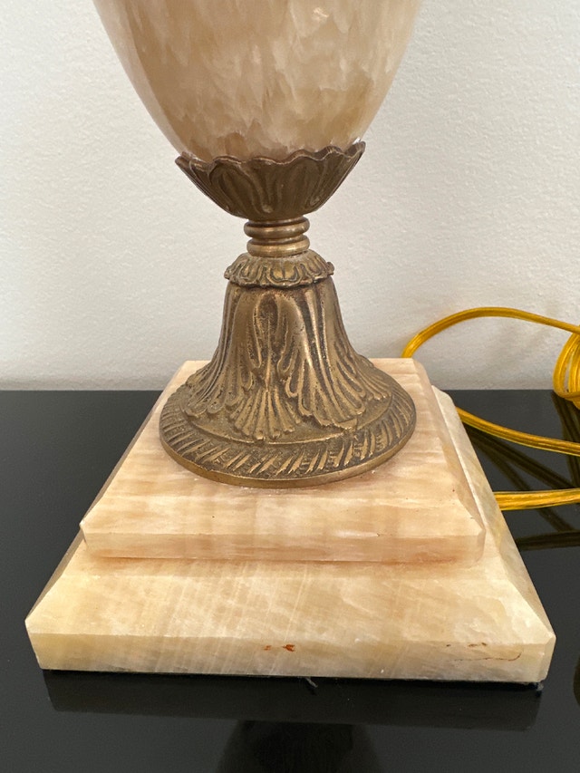 VTG Mid-Century Italian Regency onyx marble and brass table lamp - photo 3