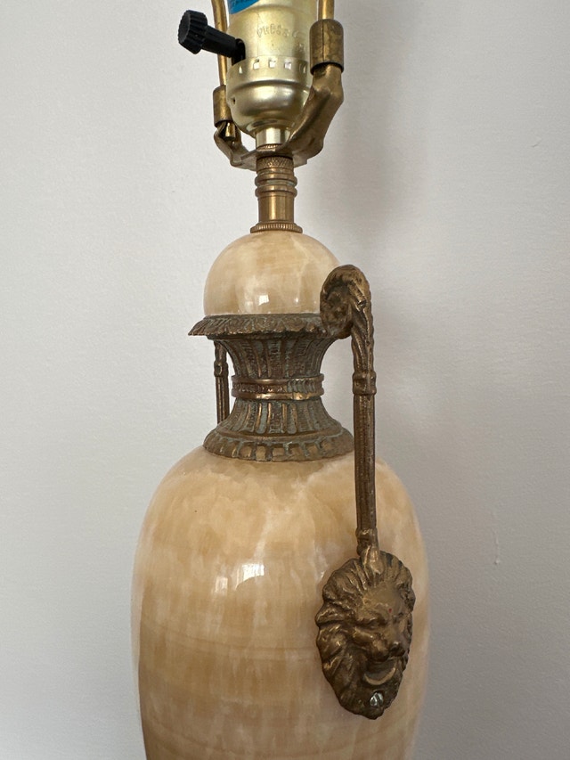 VTG Mid-Century Italian Regency onyx marble and brass table lamp - photo 4