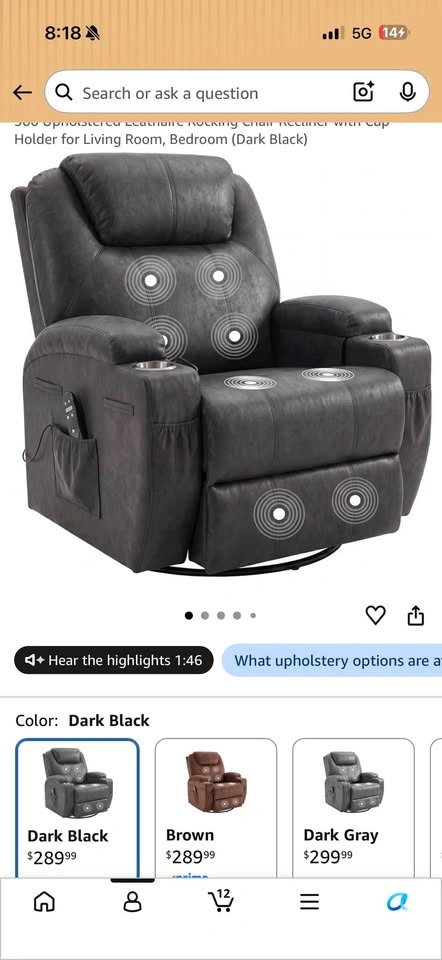 JUMMICO Rocker Recliner Chair with Massage - photo 2