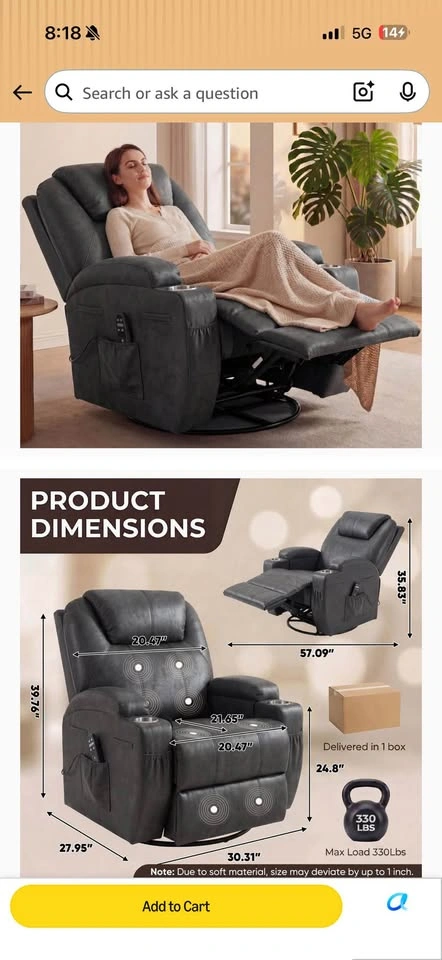 JUMMICO Rocker Recliner Chair with Massage - photo 3
