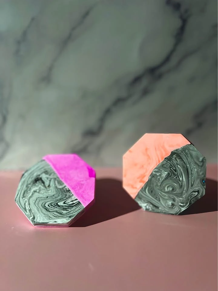 Handmade Marbled hexagon coaster set of 2 - photo 4