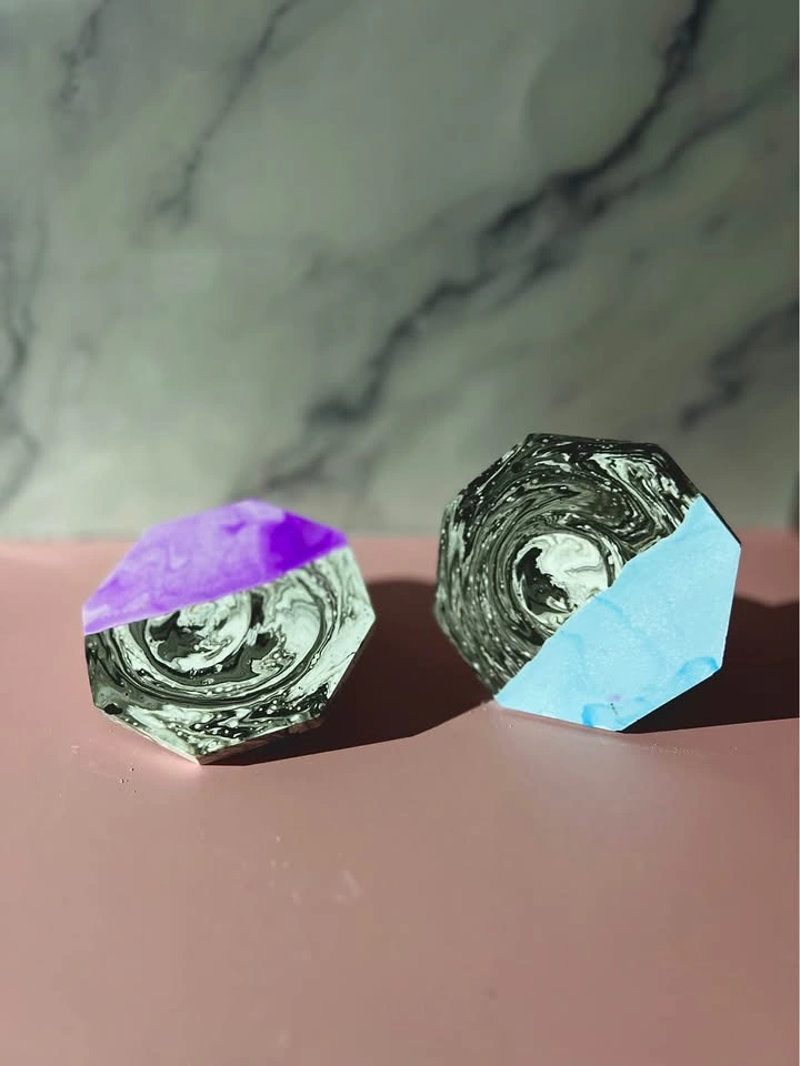 Handmade Marbled hexagon coaster set of 2 - photo 5