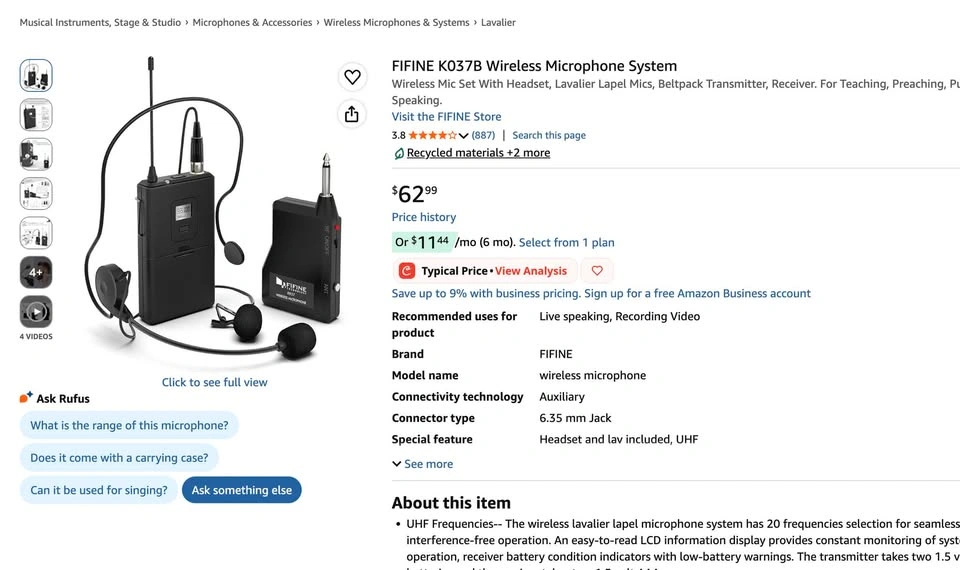 FIFINE K037B Wireless Microphone System - photo 2