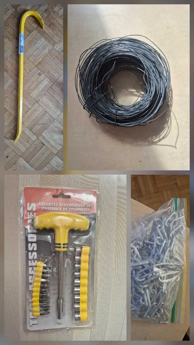 Hardware Lot - Crowbar, Screwdriver Set, Tie Wire, Quick Links