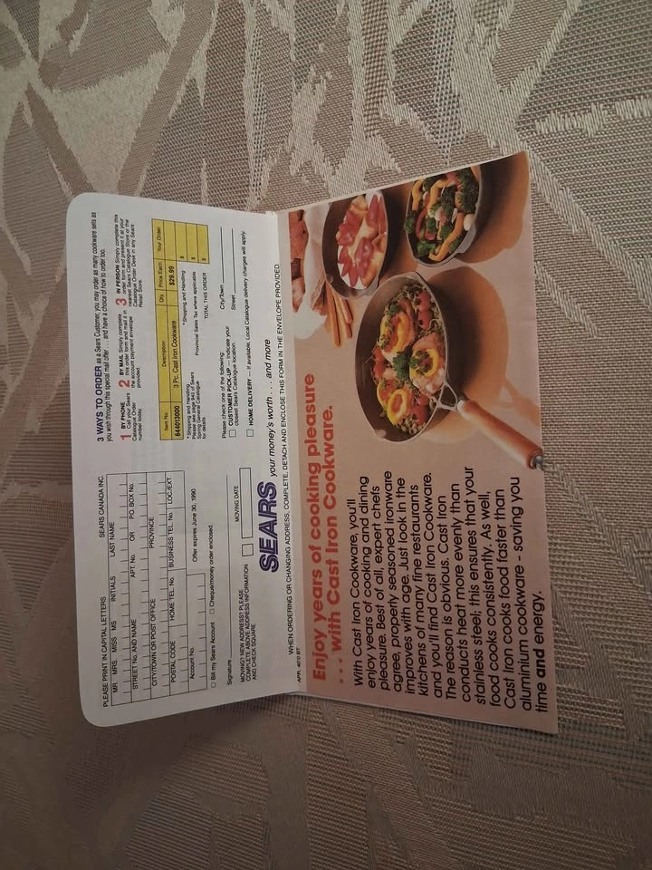 Vintage 1990 Sears Cast Iron Cookware Mail-In Order Form - photo 3