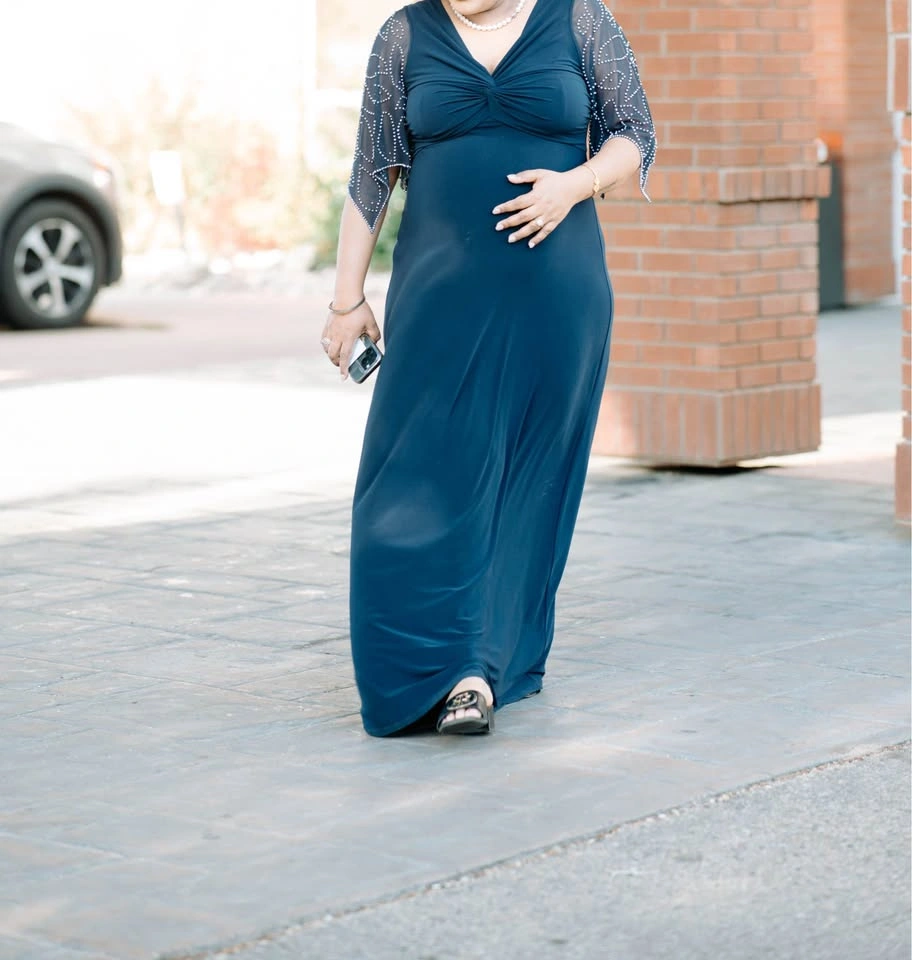 Laura Navy Blue Beaded Evening Gown - photo 5