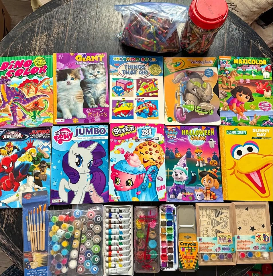 Coloring Books Crayons & Paint LOT