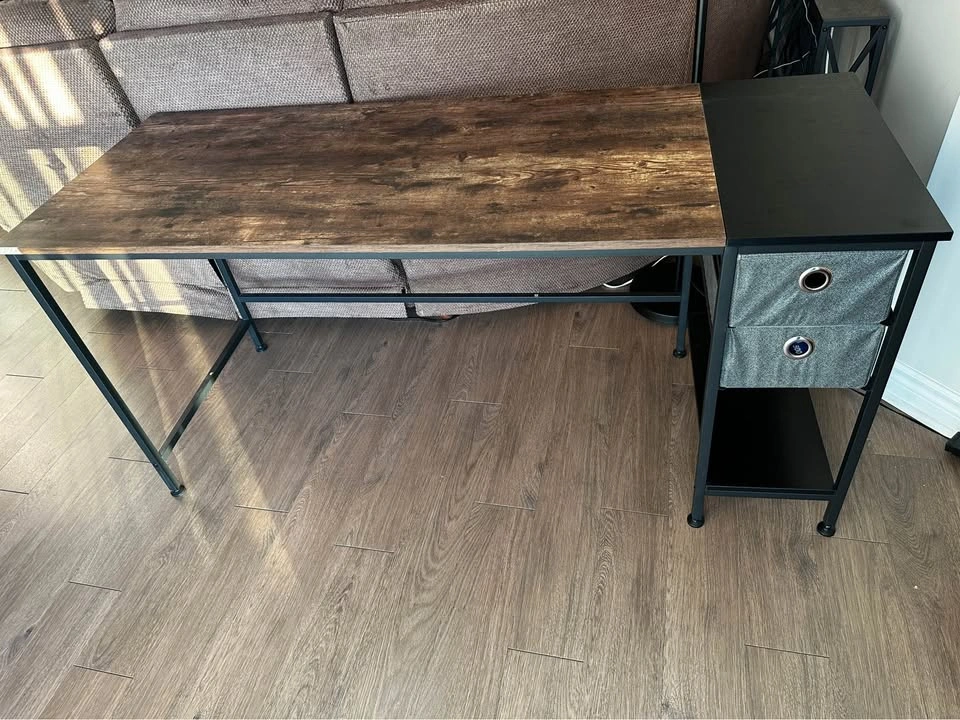 Wood and Black Metal Desk with Storage Drawers - photo 2