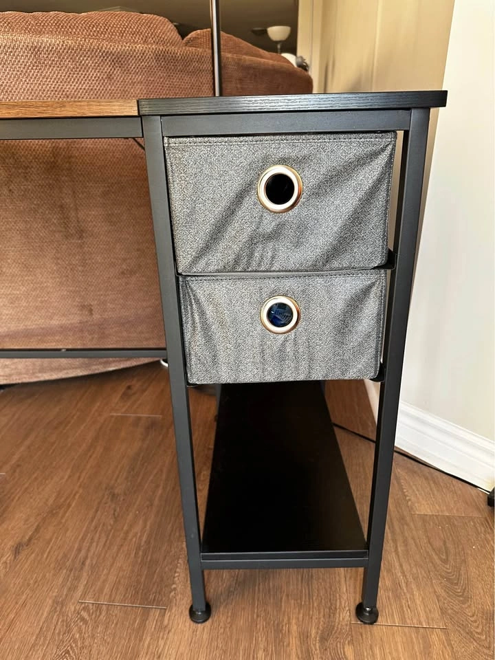 Wood and Black Metal Desk with Storage Drawers - photo 4