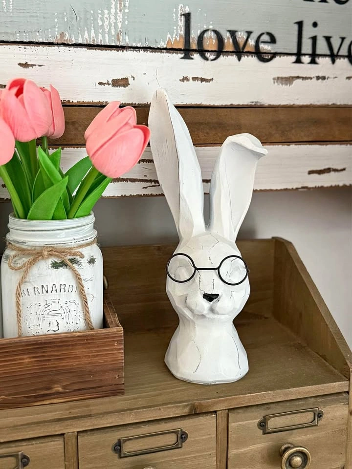 Bunny Wearing Glasses Statue