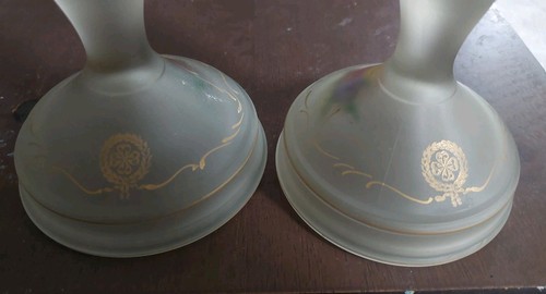 Vintage Pair Satin Glass Candle Holders - photo 2