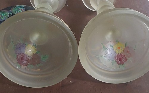 Vintage Pair Satin Glass Candle Holders - photo 4