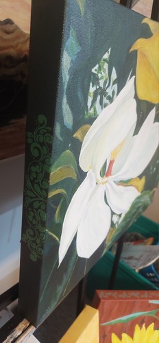 Original Magnolia Flower Acrylic Painting "Queen Of The South" - photo 2