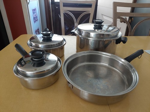 7 piece set of vintage Amway Queen Stainless Steel Cookware