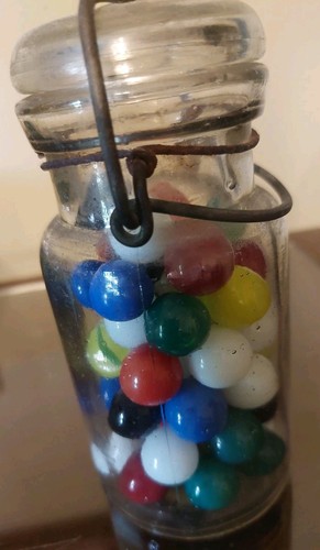 Vintage Marbles In Old glass Jar - photo 2