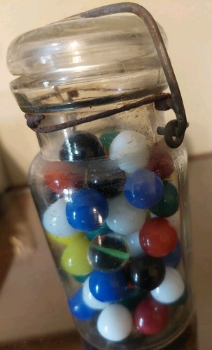 Vintage Marbles In Old glass Jar - photo 3