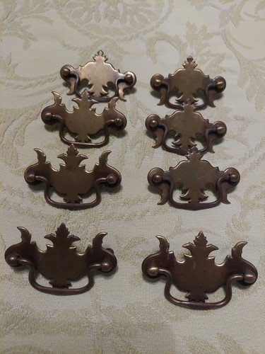 8 Very Vintage Batwing Drawer Pulls, Chippendale Style