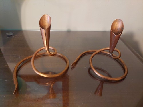 Artisan Copper Candlesticks, Handwrought