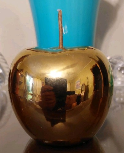 Large Ceramic Or Porcelain Apple Gold/Brass Finish