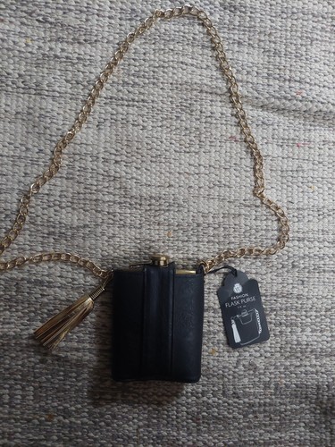Ladies Luxurious Gold Metal Flask In Purse Case NWT - photo 3