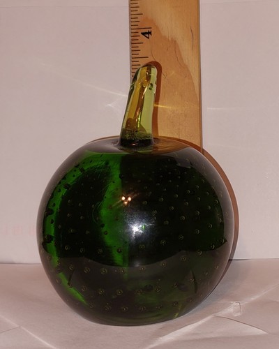 Vintage Altaglass Green Apple Paperweight 3.5" - photo 5