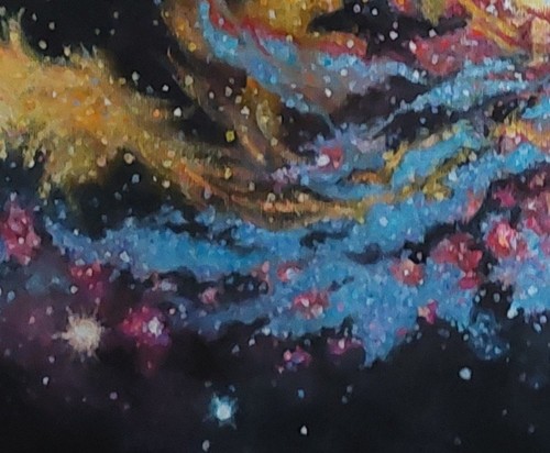 Galaxy Triptych Acrylic Painting On Canvas, Original OOAK - photo 2