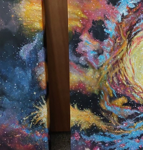 Galaxy Triptych Acrylic Painting On Canvas, Original OOAK - photo 4