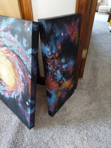 Galaxy Triptych Acrylic Painting On Canvas, Original OOAK - photo 5