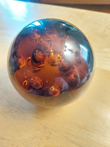 Gorgeous Amber Paperweight With Controlled Bubbles Inside - photo 2
