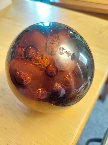 Gorgeous Amber Paperweight With Controlled Bubbles Inside - photo 3