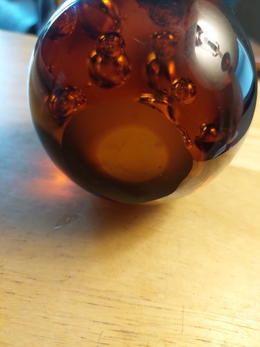 Gorgeous Amber Paperweight With Controlled Bubbles Inside - photo 4