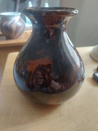 Vintage McCoy Vase #731, Mottled Browns, Gloss Finish