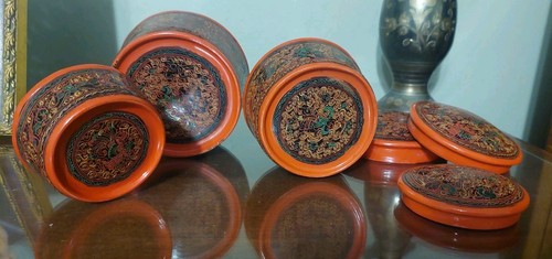 Vintage Burmese Lacquerware Betal Nut Box Kun-it - photo 3