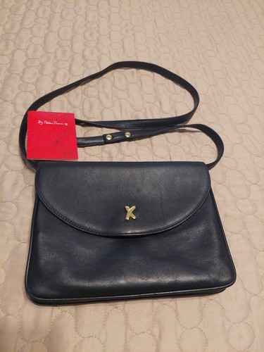 Paloma Picasso Navy Leather Crossbody Purse