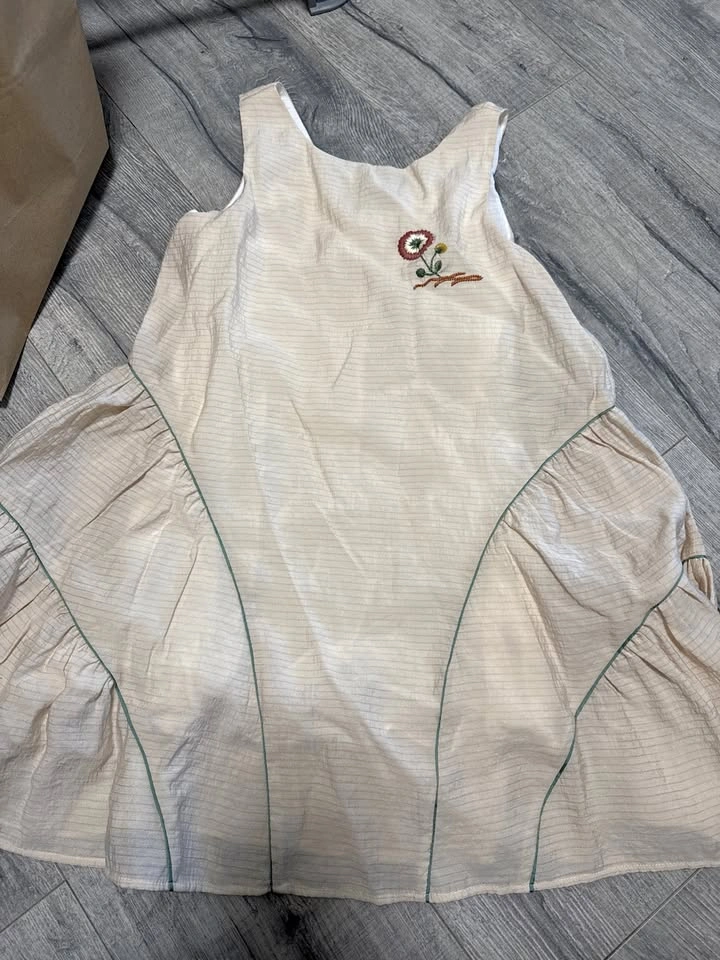 Girls Summer Dress Size 7-8 Years - Brand New, Cream, Embroidere
