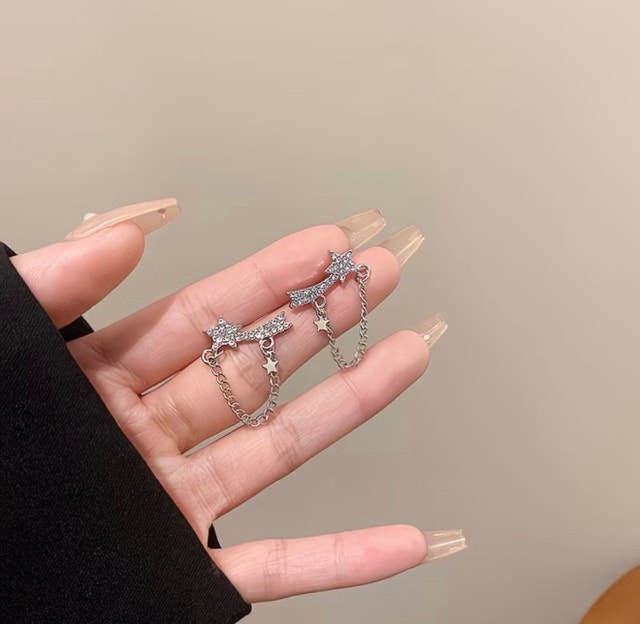 Star silver earrings - photo 2