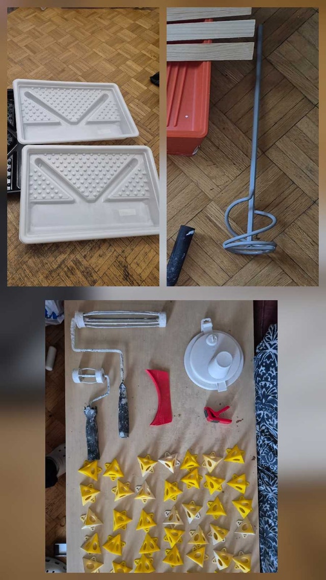 DIY Painting & Prep Supply Lot - Roller Frames, Pyramids, Mixer