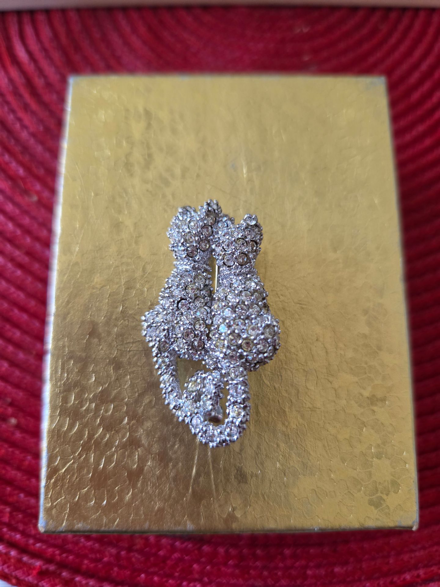 Silver Rhinestone Crystal Brooch Pin