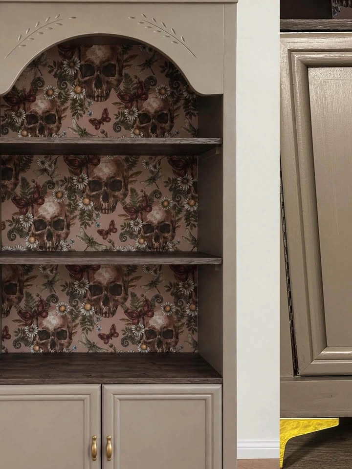 Moody Gothic Hutch / Bookcase with Dark Floral Backdrop - photo 3